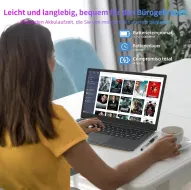 Morostron W11 Notebook 15,6 inch N3450 Quad-Core, 4 GB RAM, 192 GB SSD en 1080p IPS-display, Full Metal Traditionele Laptop met verlicht toetsenbord en vingerafdruk TouchID